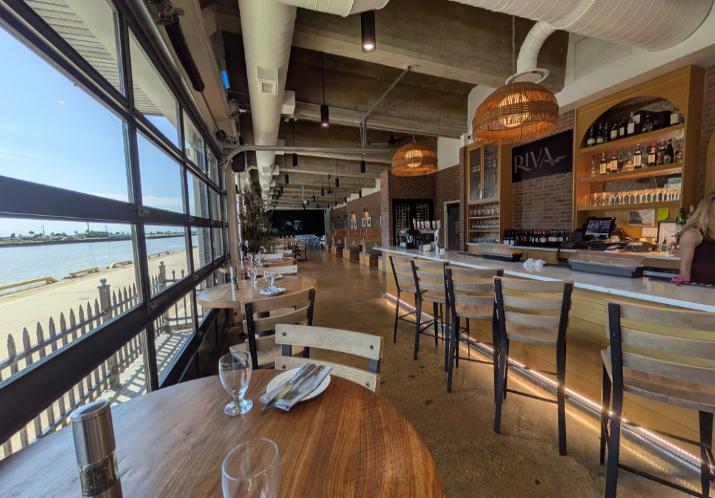 Riva Italian dining room overlooking Port Stanley Harbour